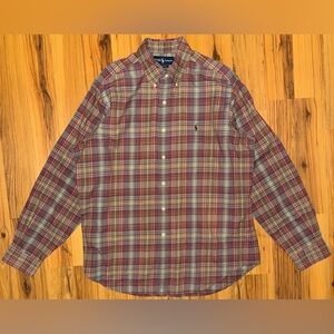 Polo Ralph Lauren Classic Fit Plaid Button Up Shirt Preppy Heritage Cotton Large
